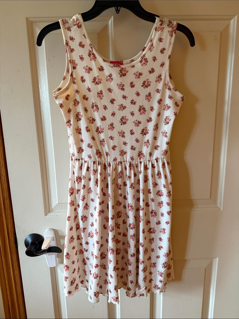 Zunie White Knit Dress with Pink Floral Print